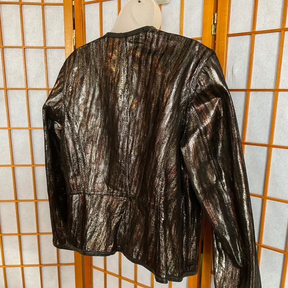 REVERSIBLE - stylish abstract metallic and black leather jacket - Picture 3 of 16